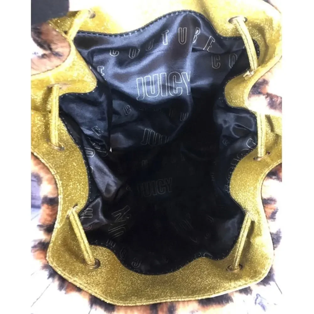 NWT Juicy Couture Faux Fur Gold & Black Sequin Cheetah backpack